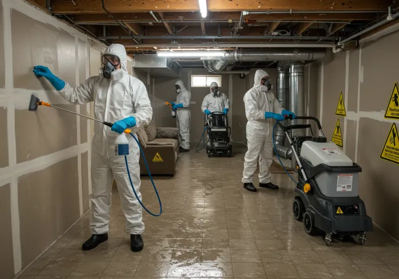 Basement Moisture Removal and Structural Drying process in Gideon, MO
